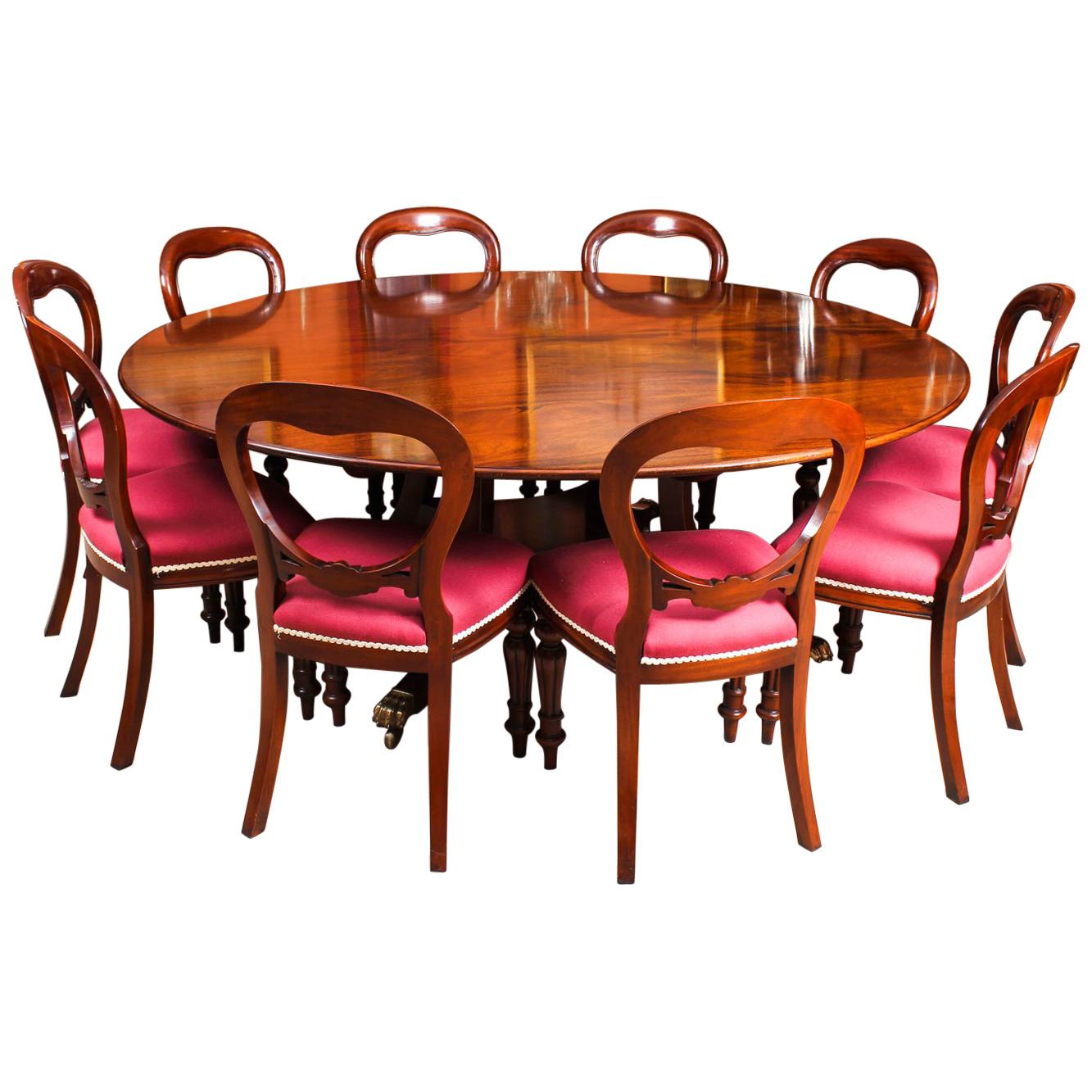 Vintage "Dining Table by William Tillman, Harrods & 10 Chairs 20th Century