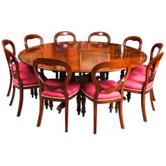 Vintage "Dining Table by William Tillman, Harrods & 10 Chairs 20th Century