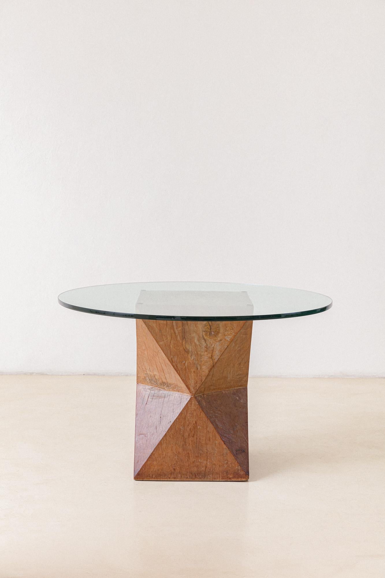 Vintage-Esstisch aus der Serie Protest Furniture, José Zanine Caldas, 1970er Jahre (Glas) im Angebot
