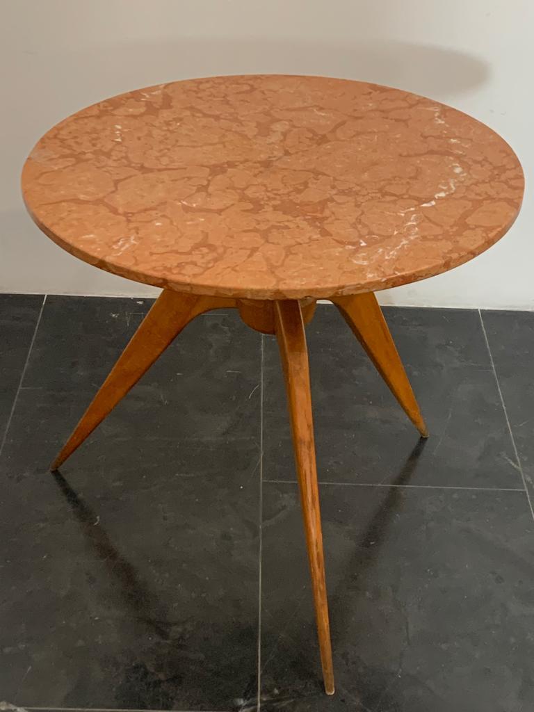 Vintage Dining Table in Cherry & Marble, 1950s In Excellent Condition For Sale In Montelabbate, PU