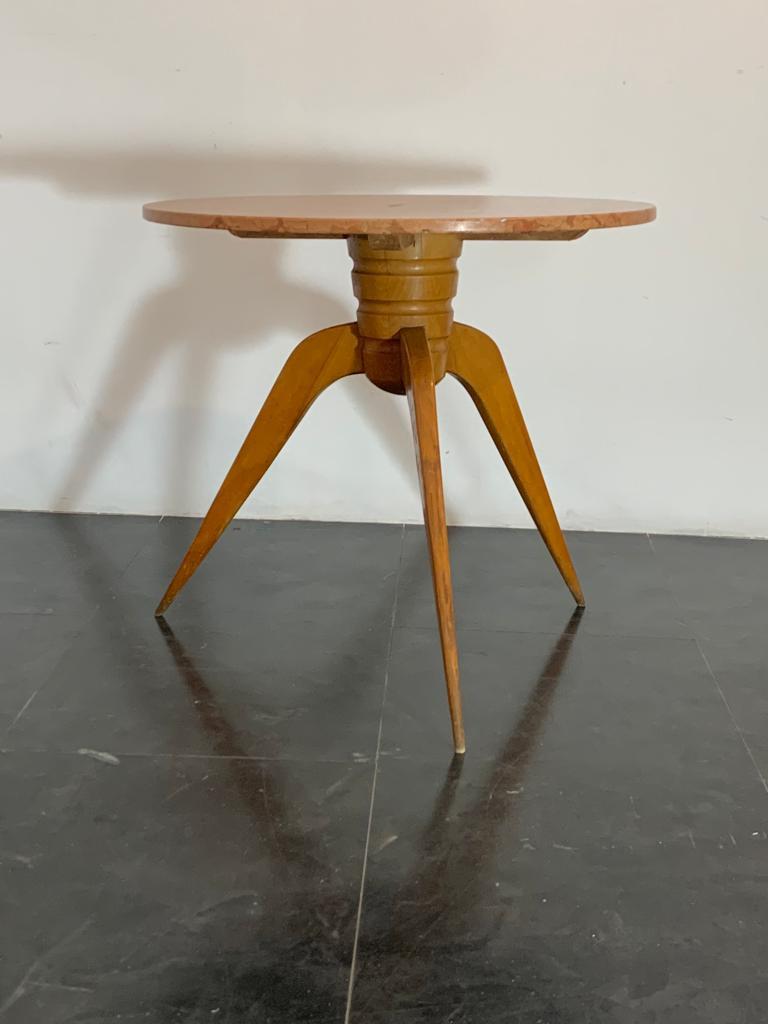 Vintage Dining Table in Cherry & Marble, 1950s For Sale 2
