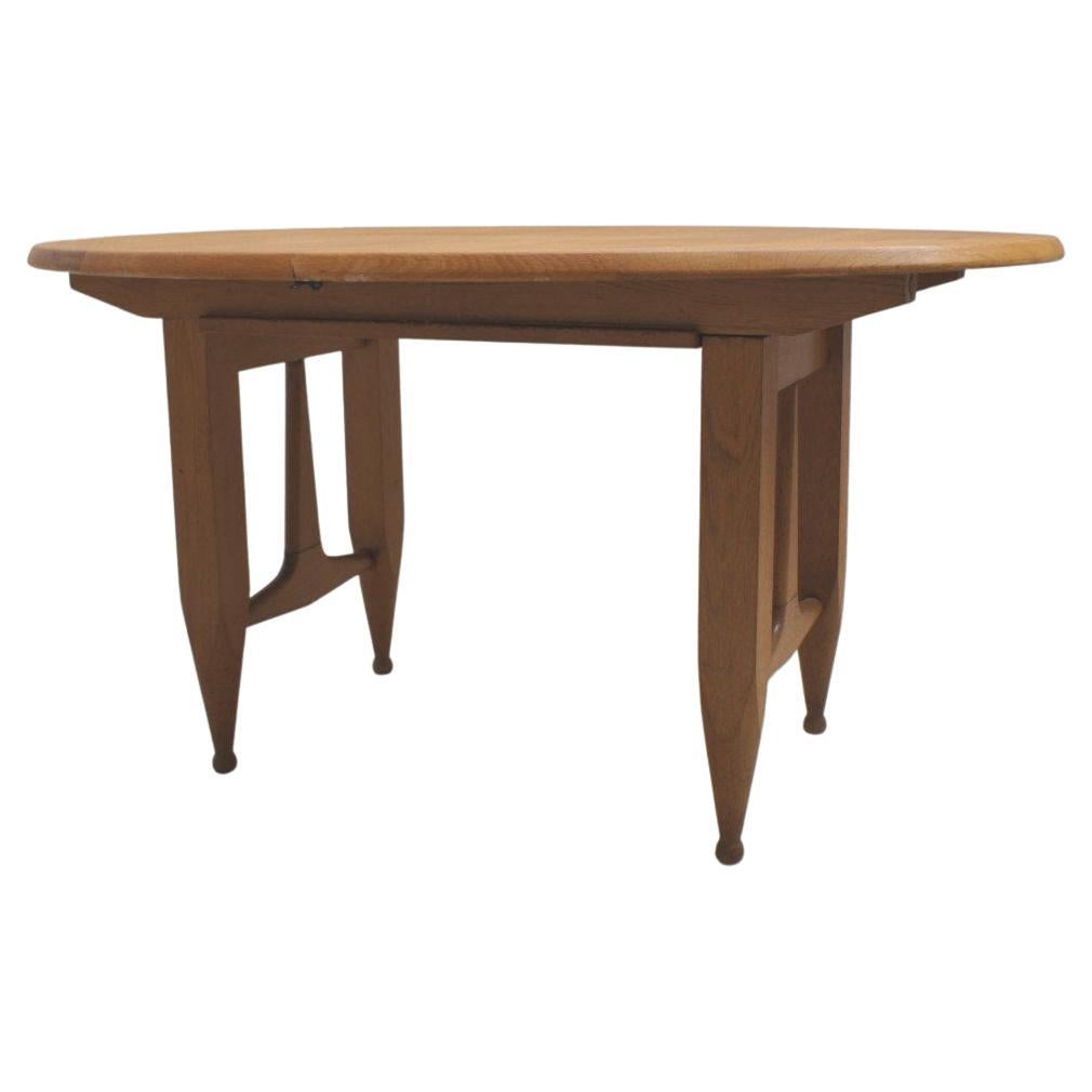 French Vintage Dining Table in Light Oak, Guillerme Et Chambron