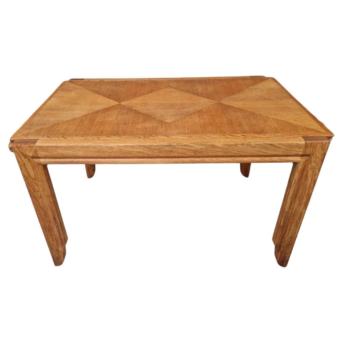 Vintage Dining Table In Oak, Guillerme And Chambron