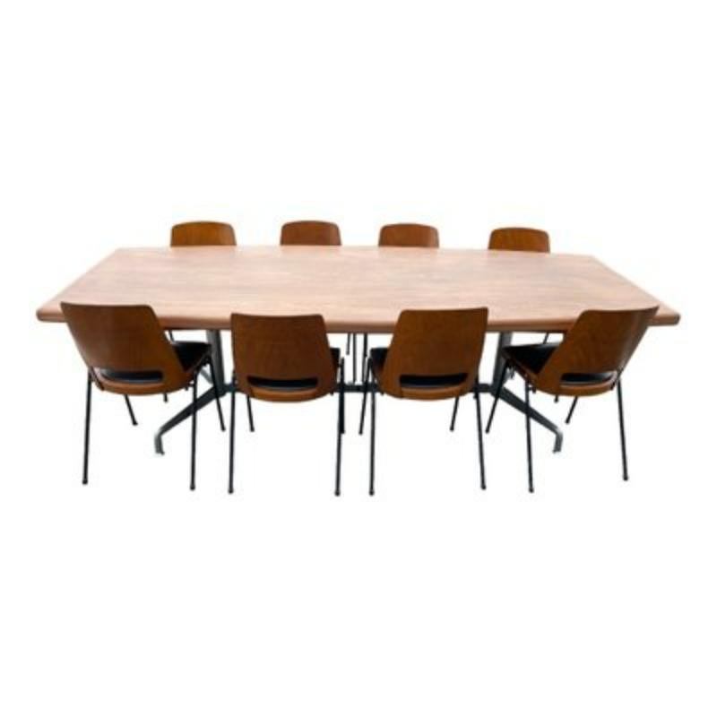 Mid-Century Modern Vintage Dining Table in Rosewood and Aluminum by Giancarlo Piretti, 1970