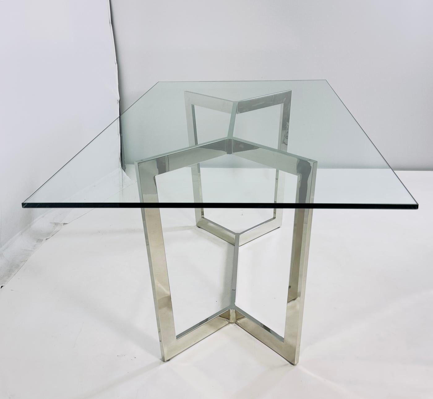 Acier Table de salle à manger vintage dans le style de Paul Legeard, France 20ème siècle en vente