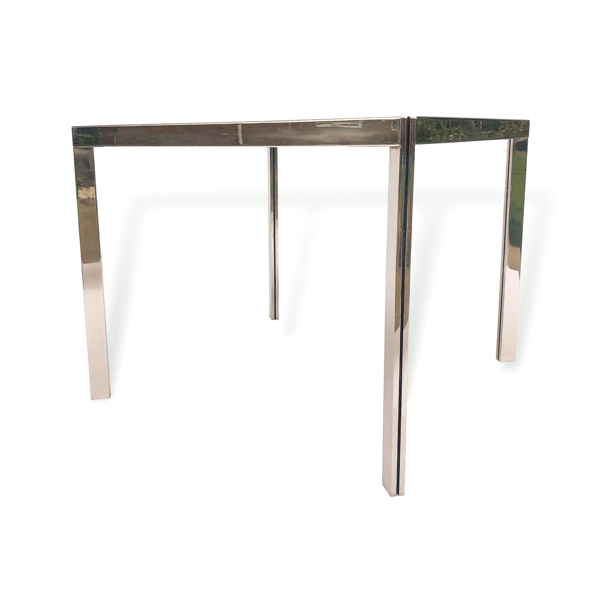 20th Century Vintage Dining Table or Game Table in Travertine Marble and Nickel, 1970s