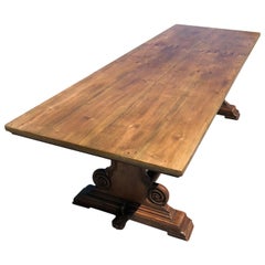 Vintage Dining Table or Knight's Table Made of Massive Oak Wood
