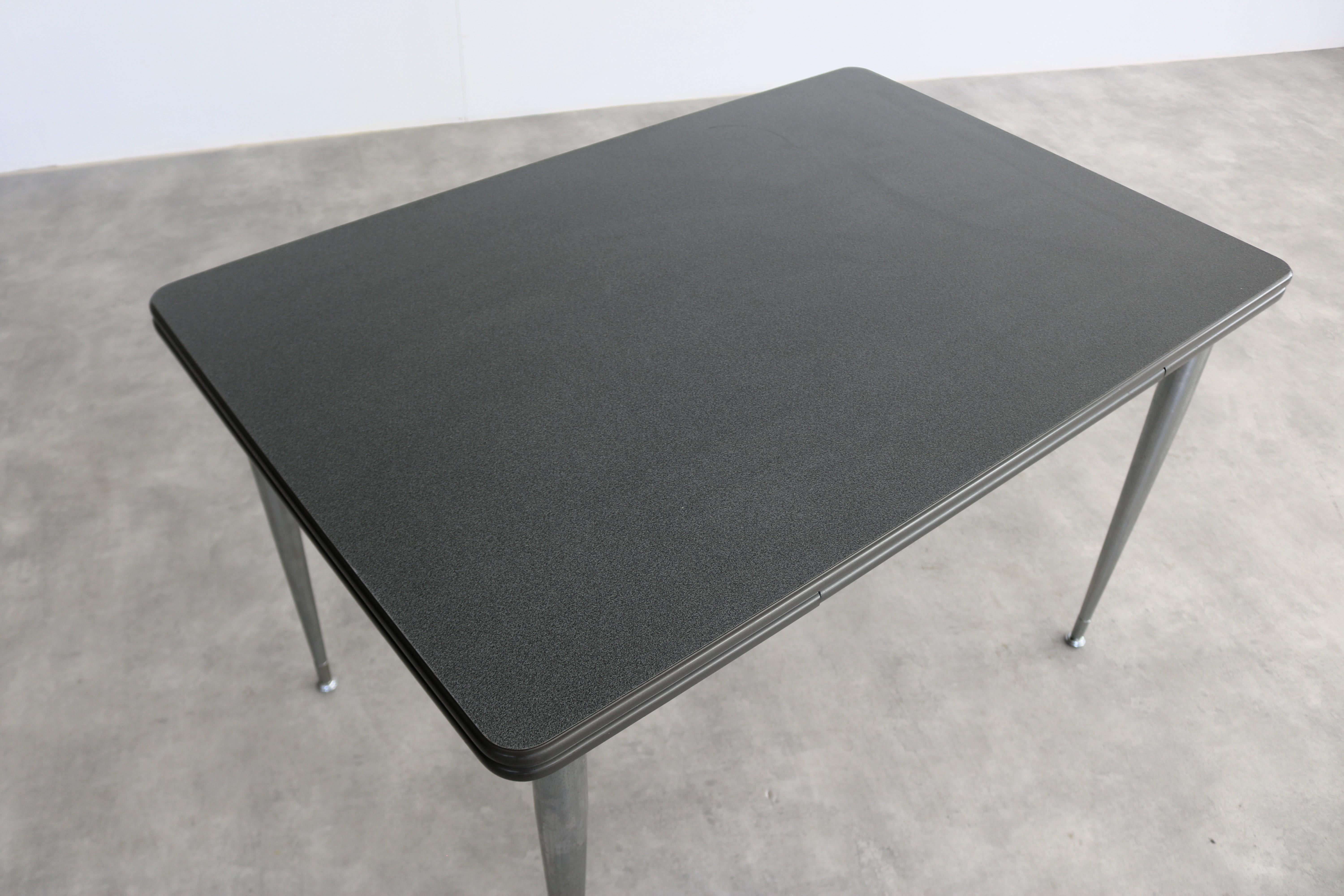 Chrome Vintage dining table  table  extendable  1970s For Sale