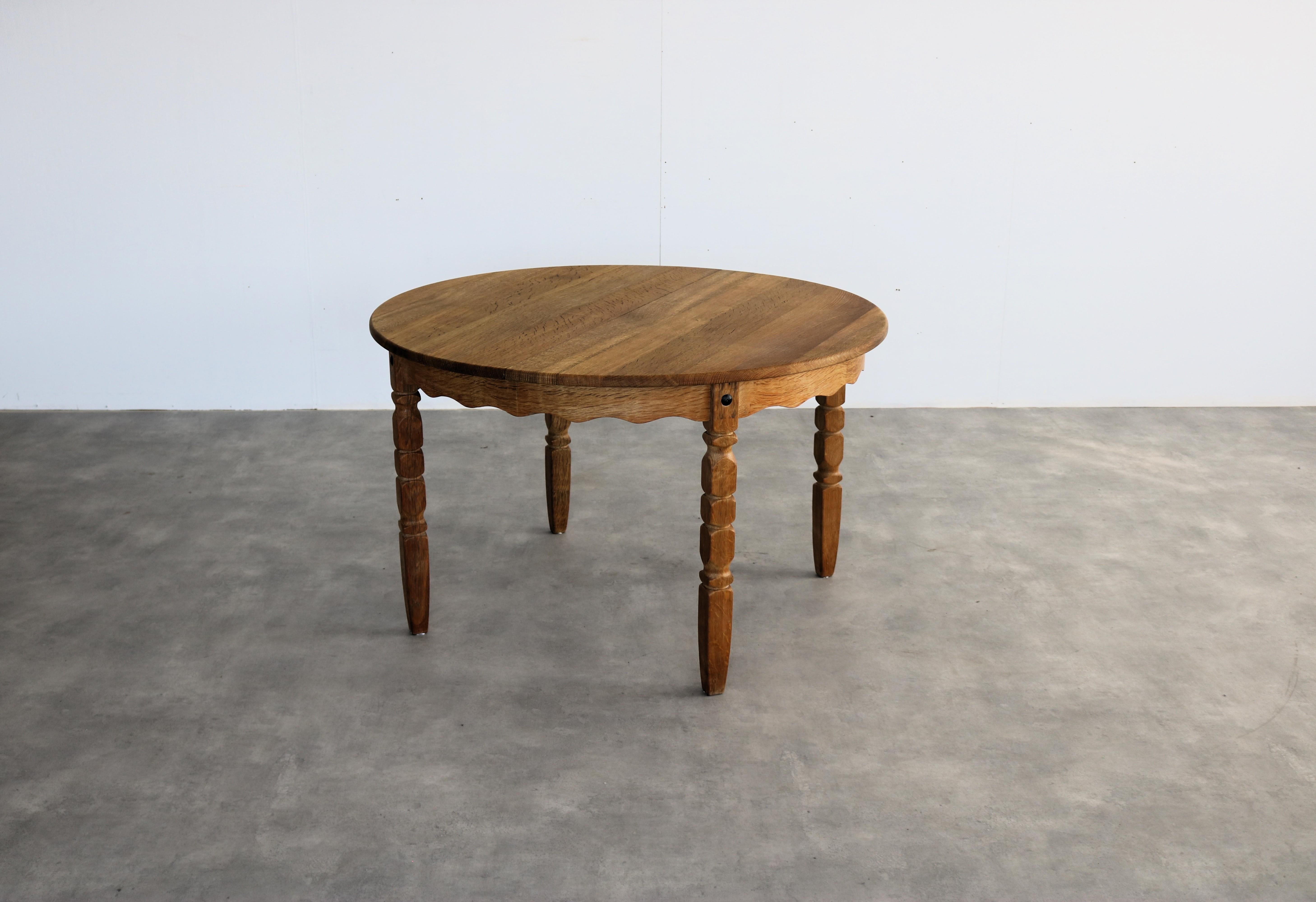 Danish vintage dining table  table  extendable  brutalist  Kjaernulf