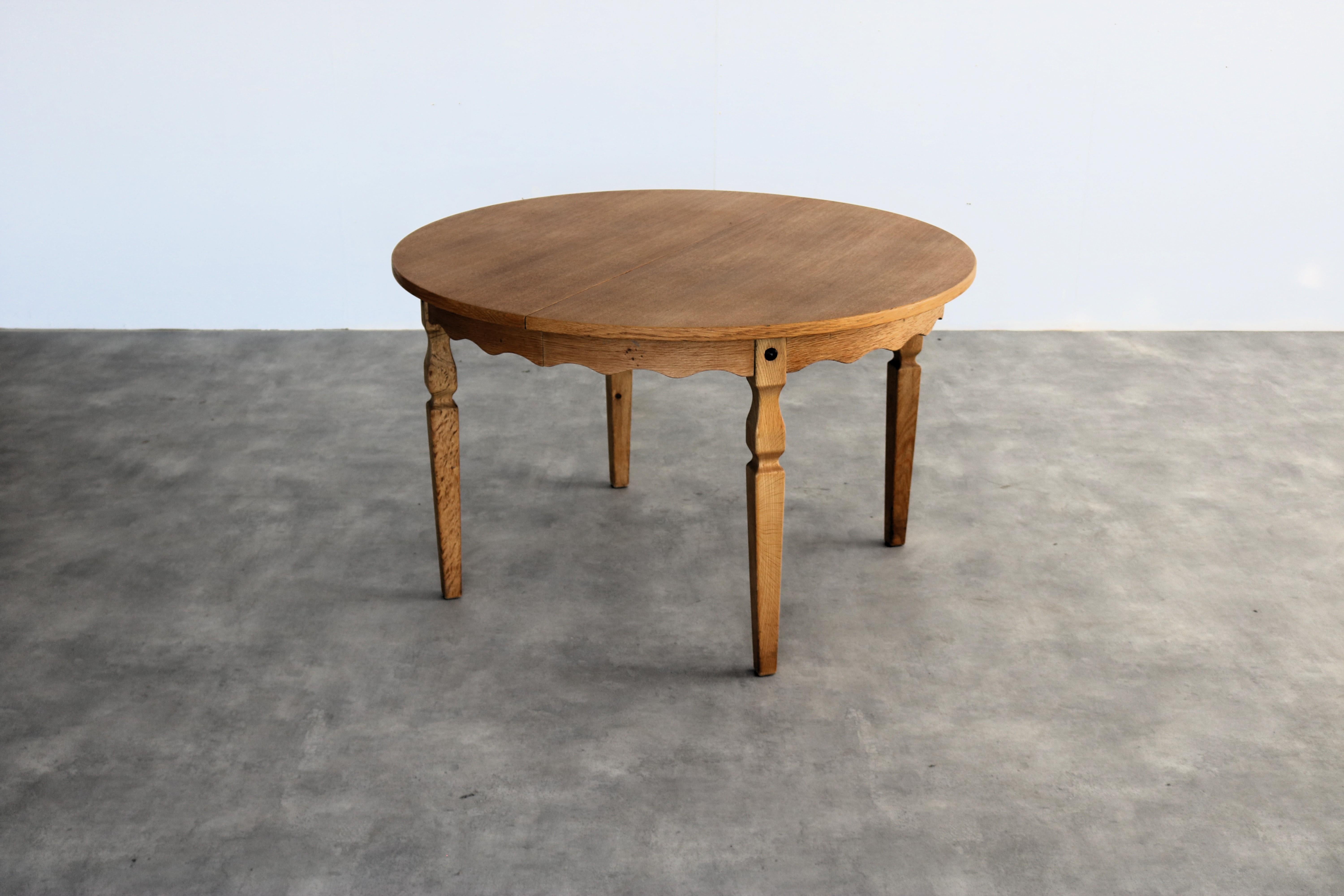 Danish vintage dining table  table  extendable  brutalist  Kjaernulf For Sale