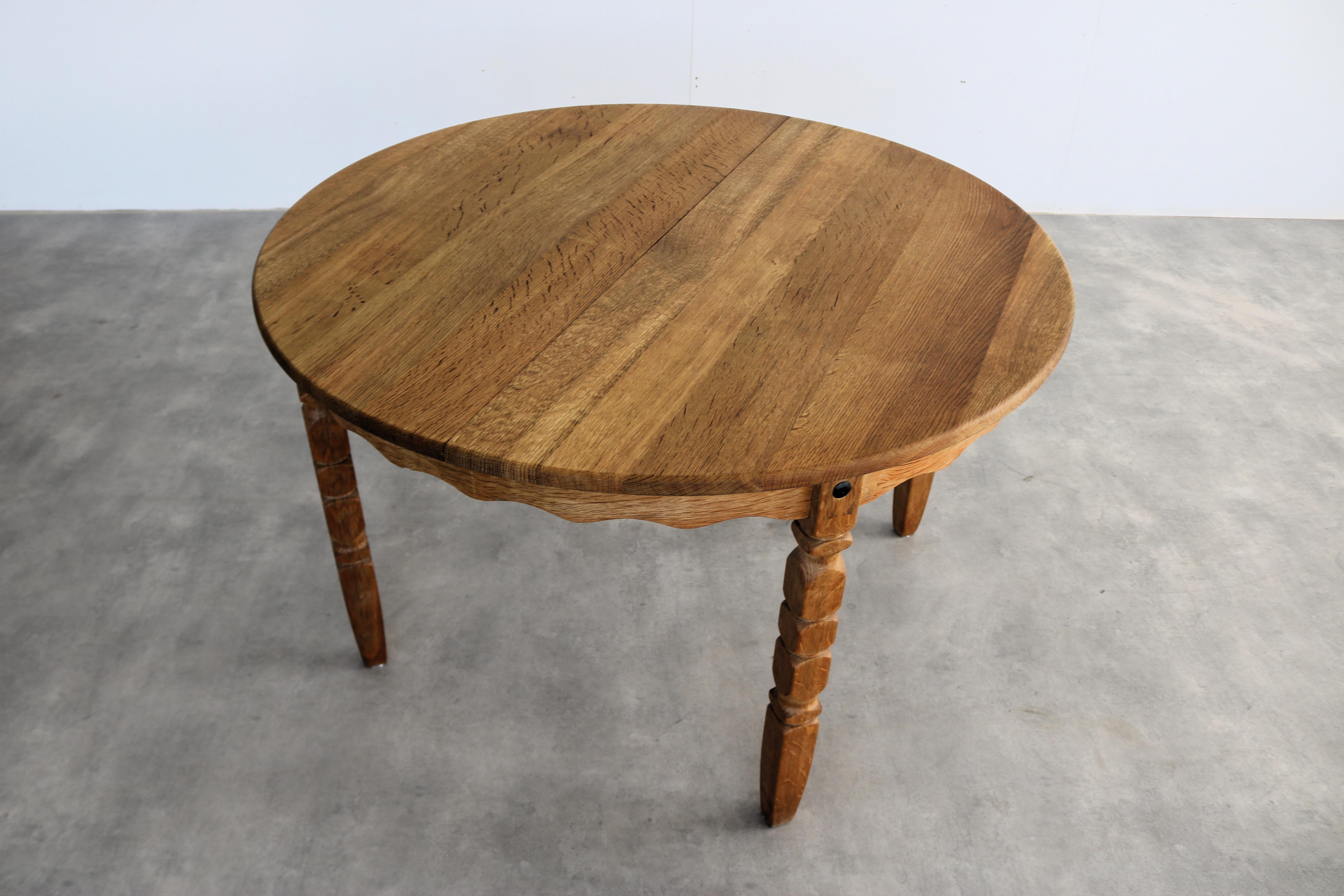 vintage dining table  table  extendable  brutalist  Kjaernulf In Good Condition In Lemmer, NL
