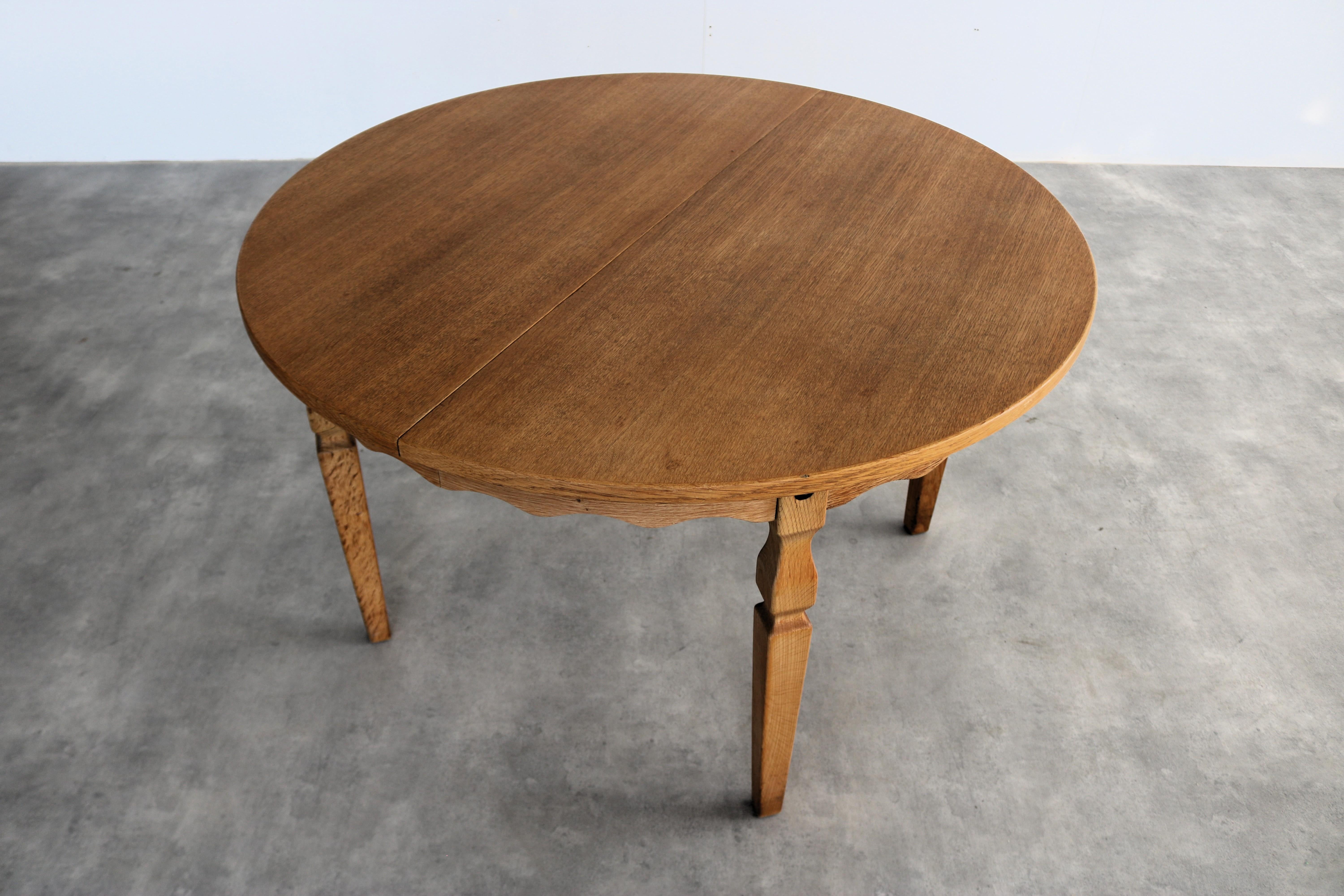 vintage dining table  table  extendable  brutalist  Kjaernulf In Good Condition For Sale In Lemmer, NL