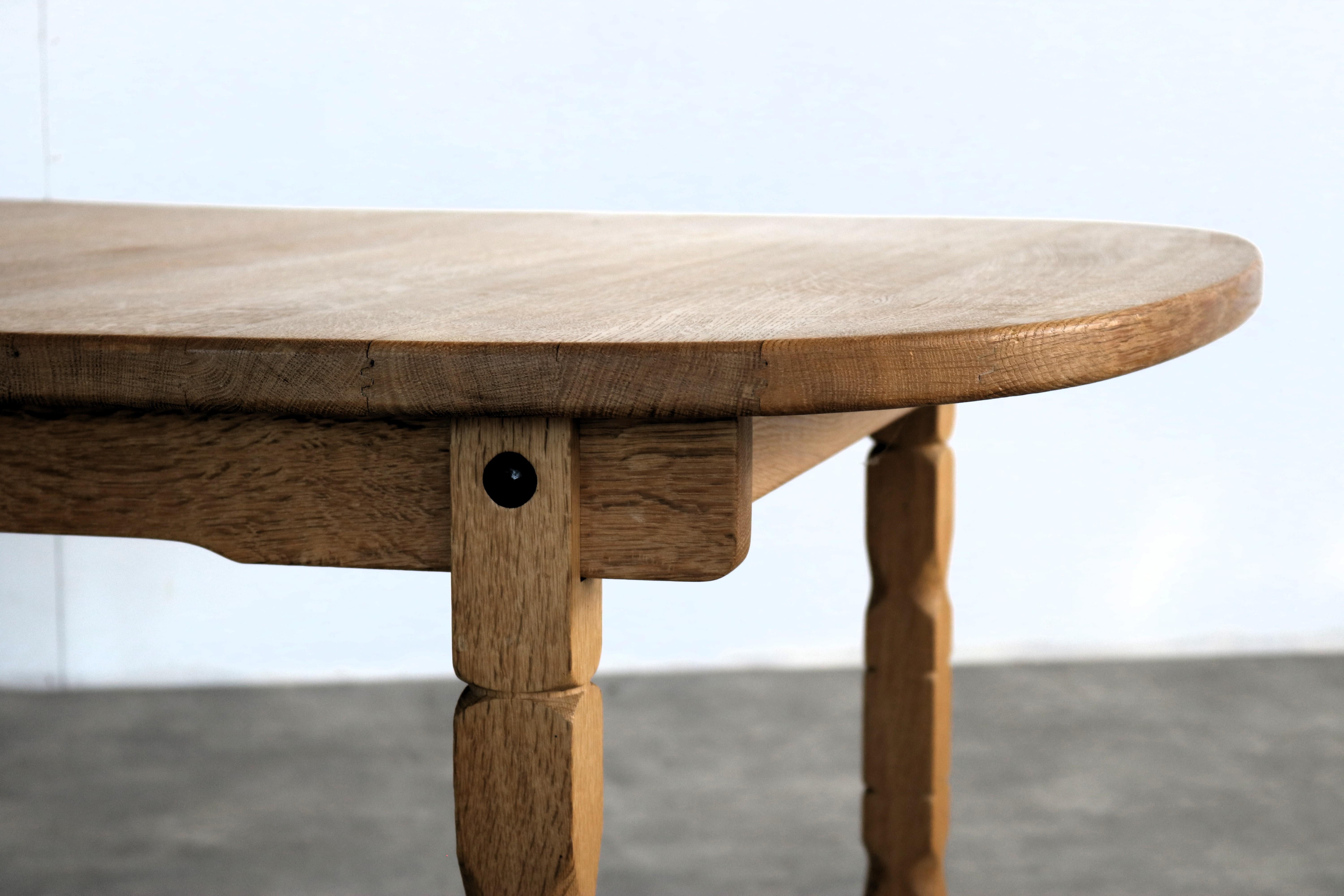 vintage dining table  table  extendable  brutalist  Kjaernulf In Good Condition For Sale In Lemmer, NL