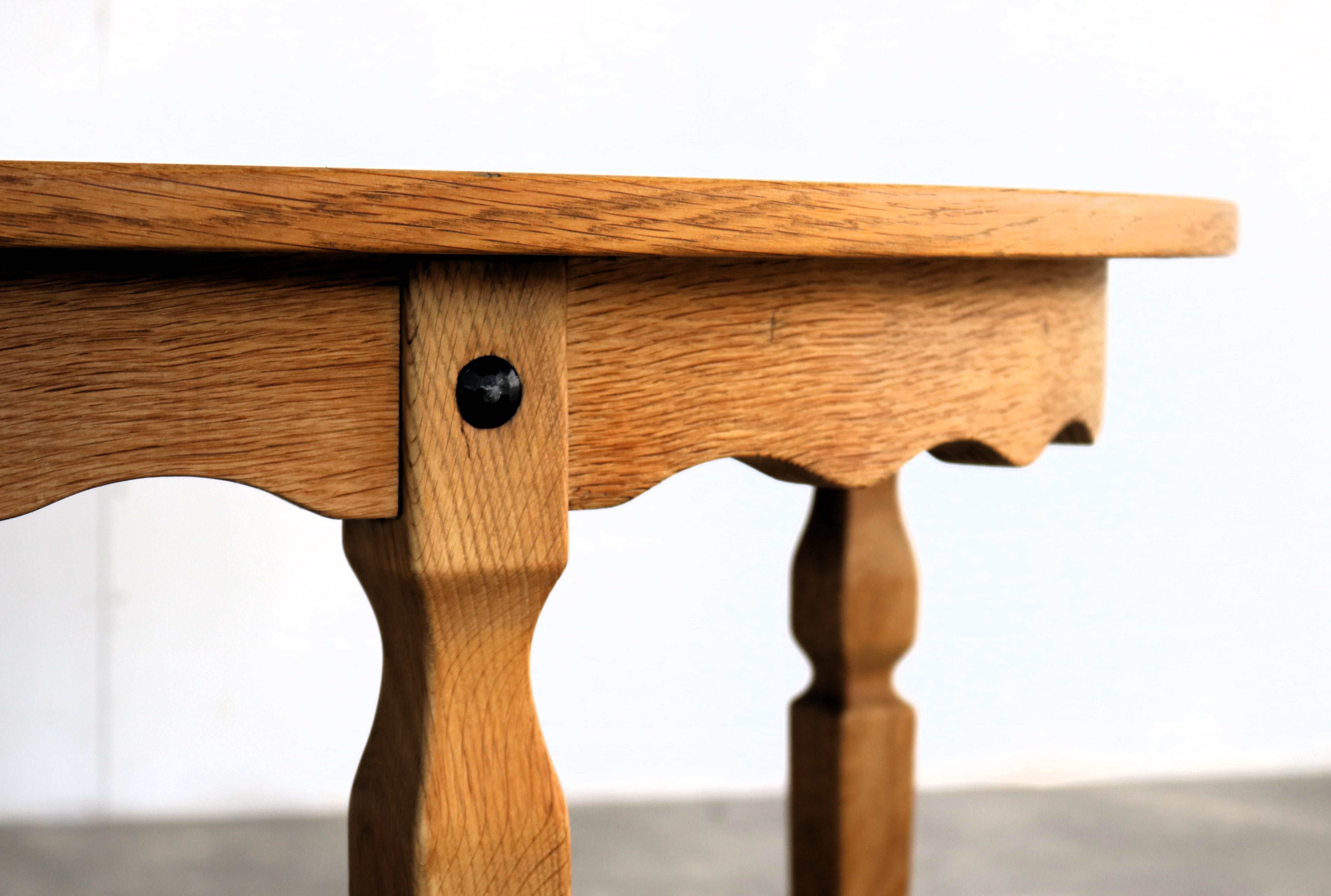 Mid-20th Century vintage dining table  table  extendable  brutalist  Kjaernulf For Sale