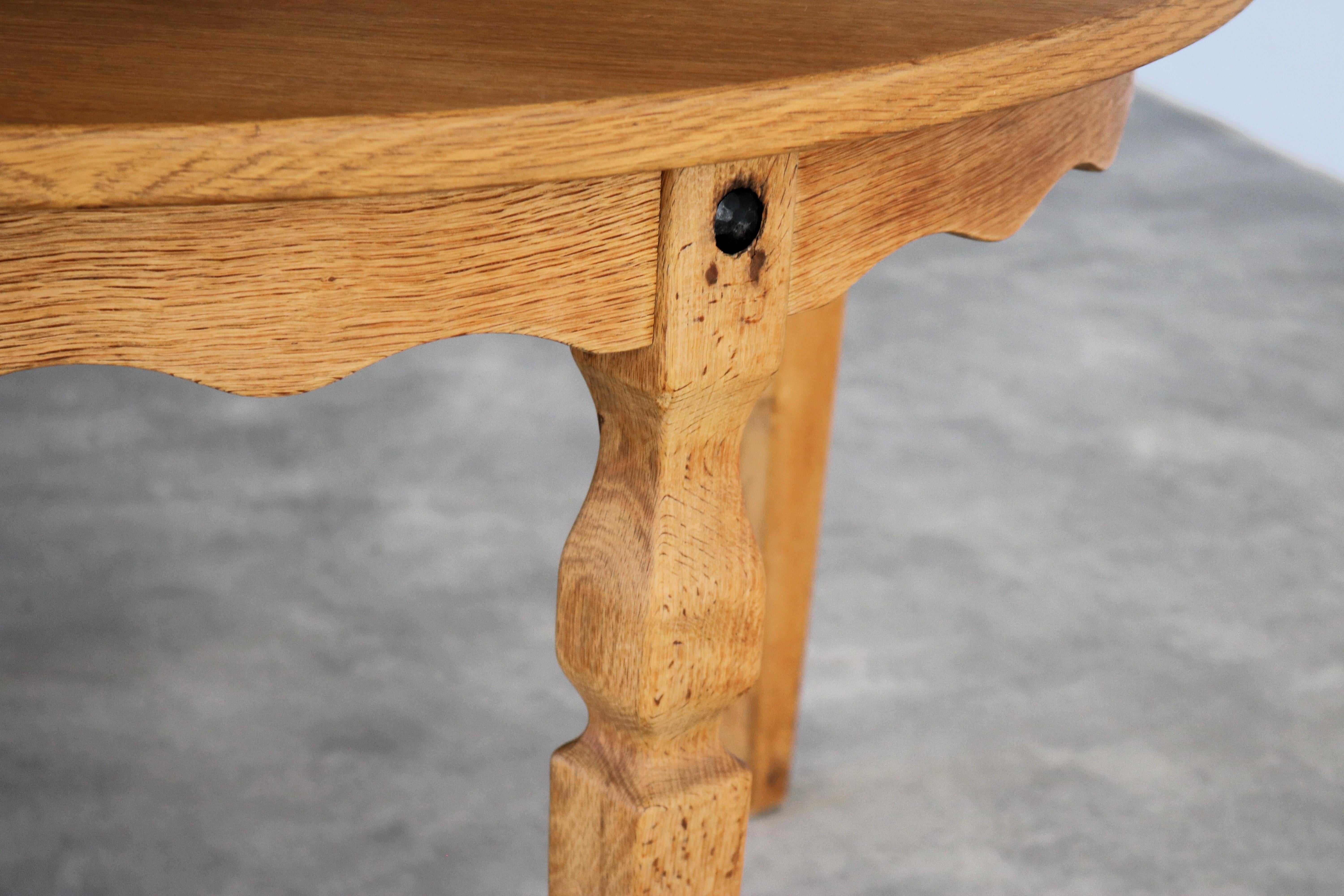 Oak vintage dining table  table  extendable  brutalist  Kjaernulf For Sale