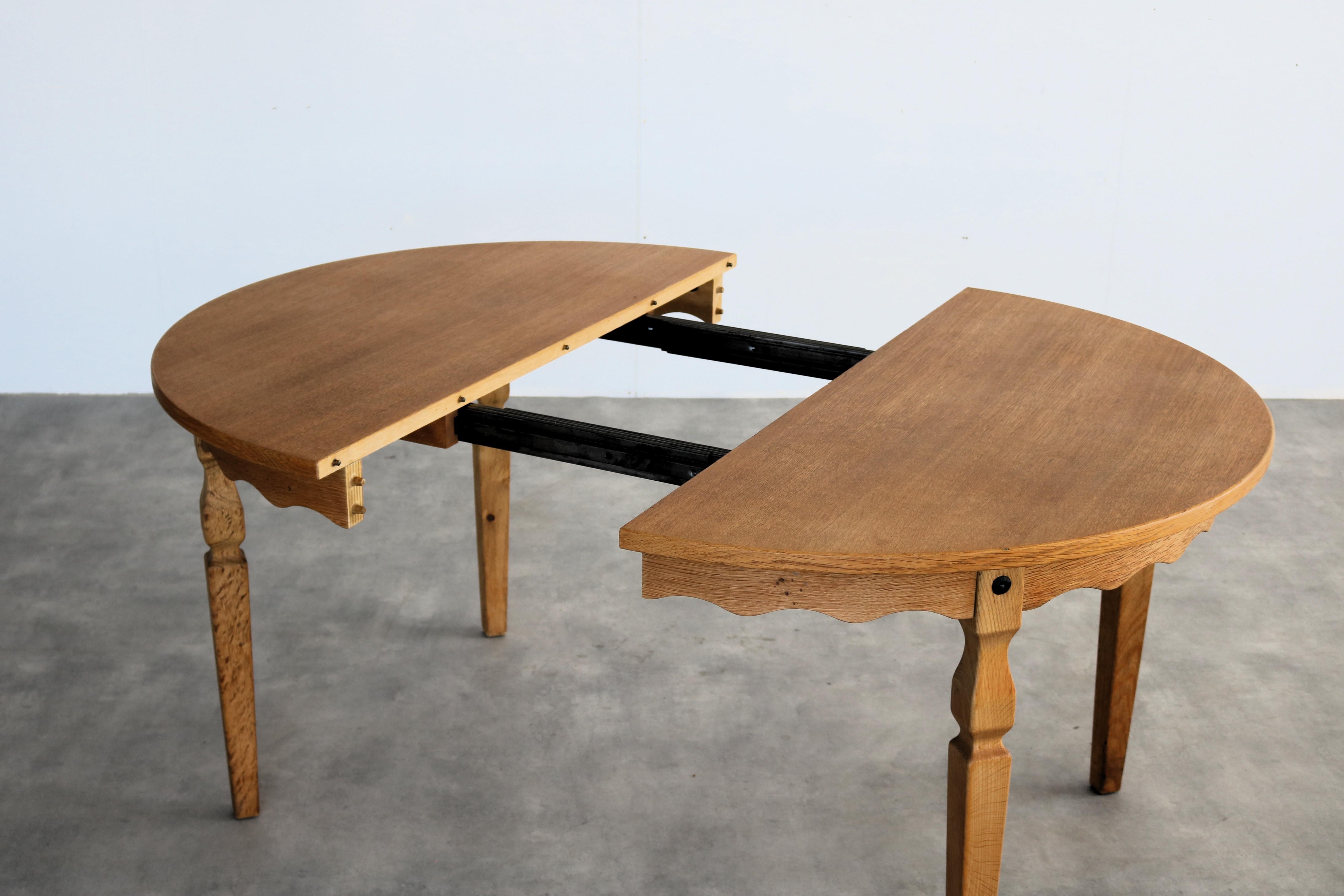 vintage dining table  table  extendable  brutalist  Kjaernulf For Sale 1
