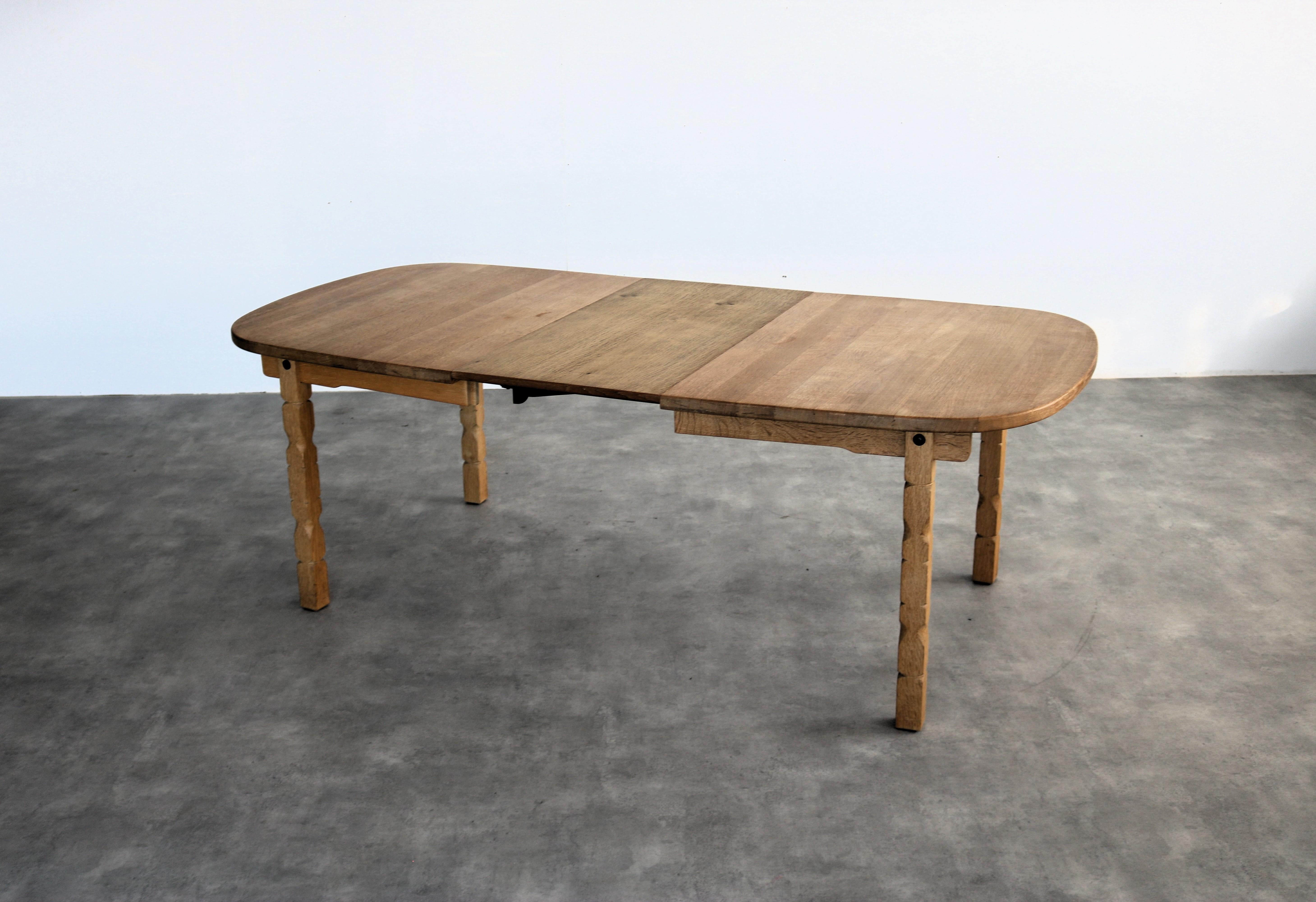vintage dining table  table  extendable  brutalist  Kjaernulf For Sale 2