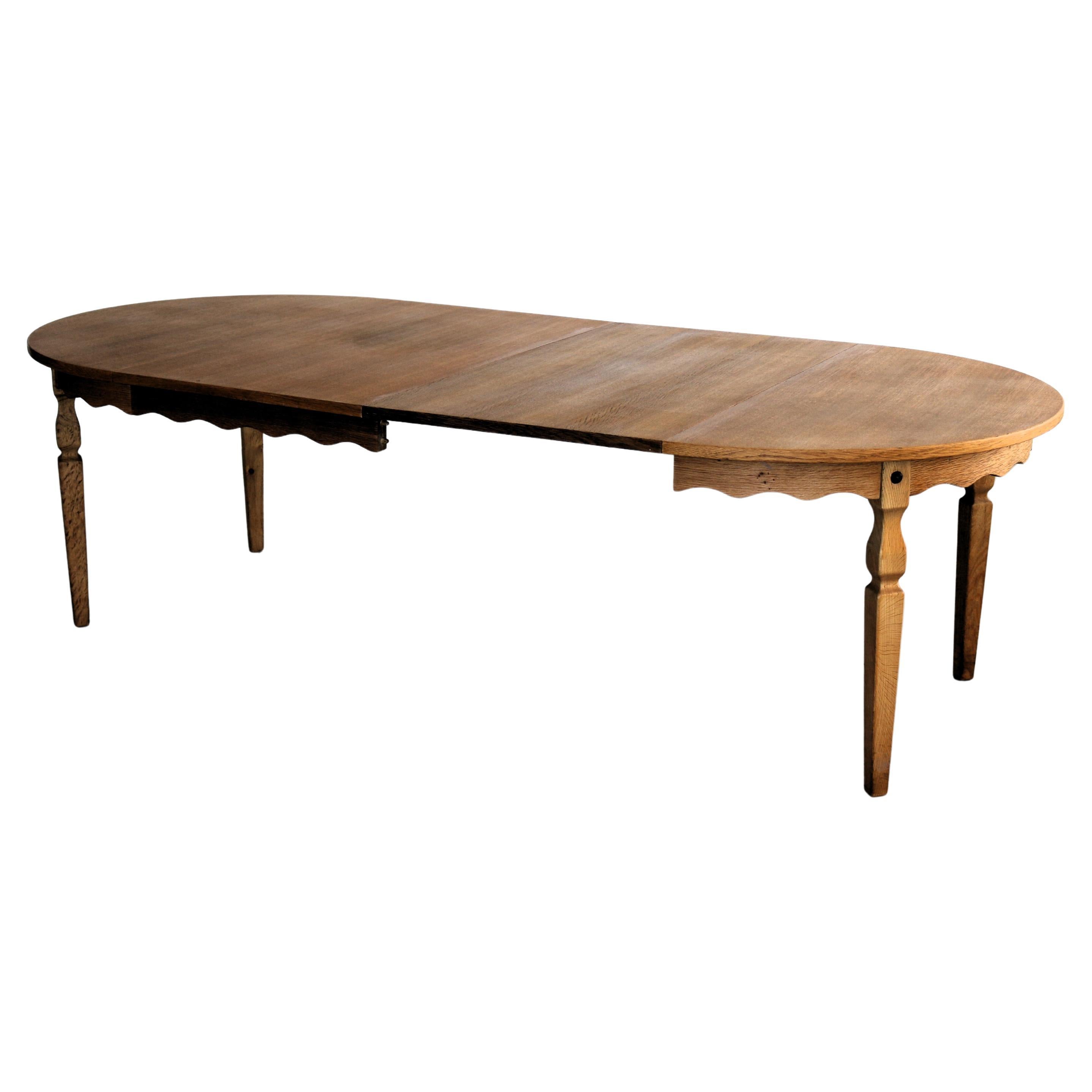 vintage dining table  table  extendable  brutalist  Kjaernulf For Sale