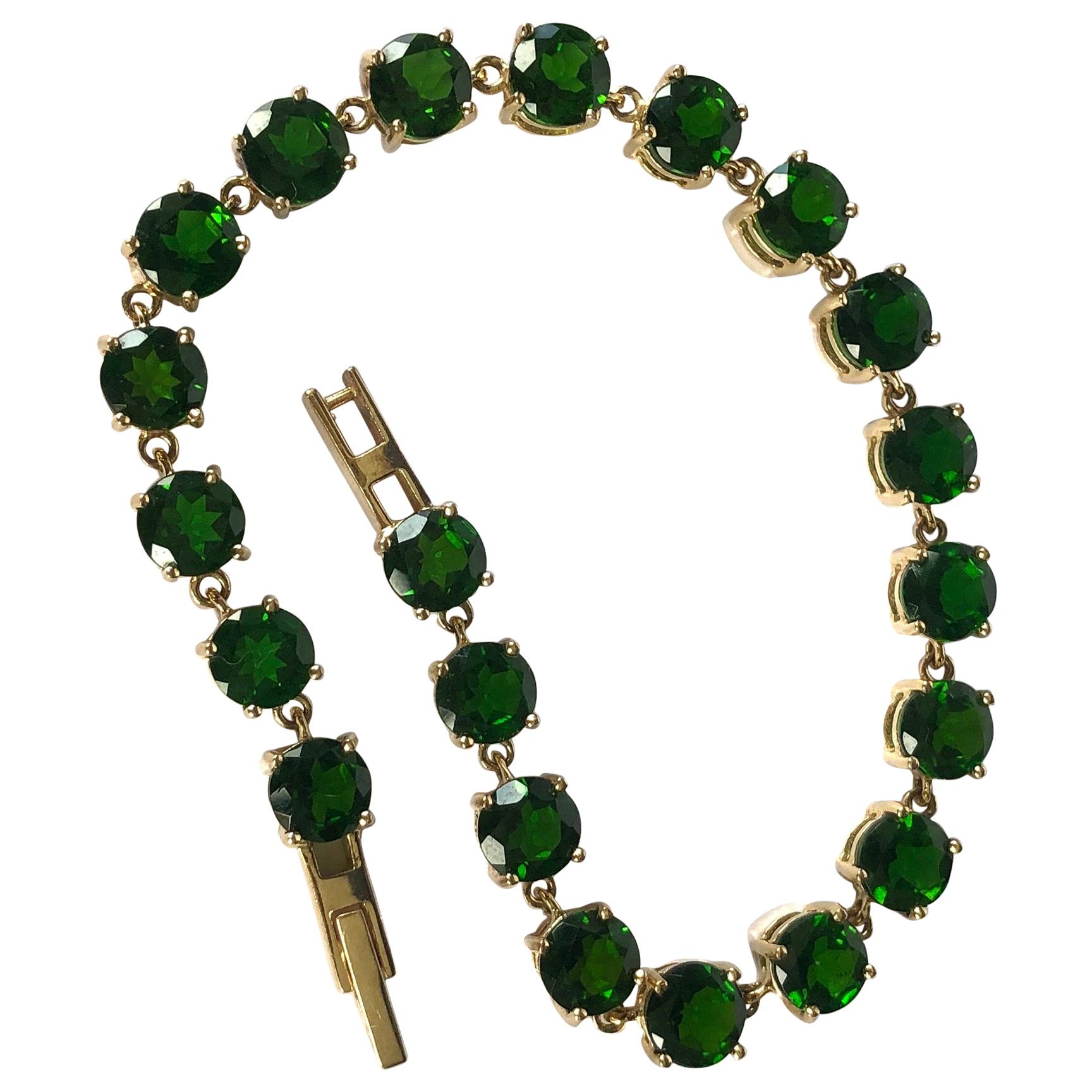 Vintage Diopside and 9 Carat Gold Bracelet