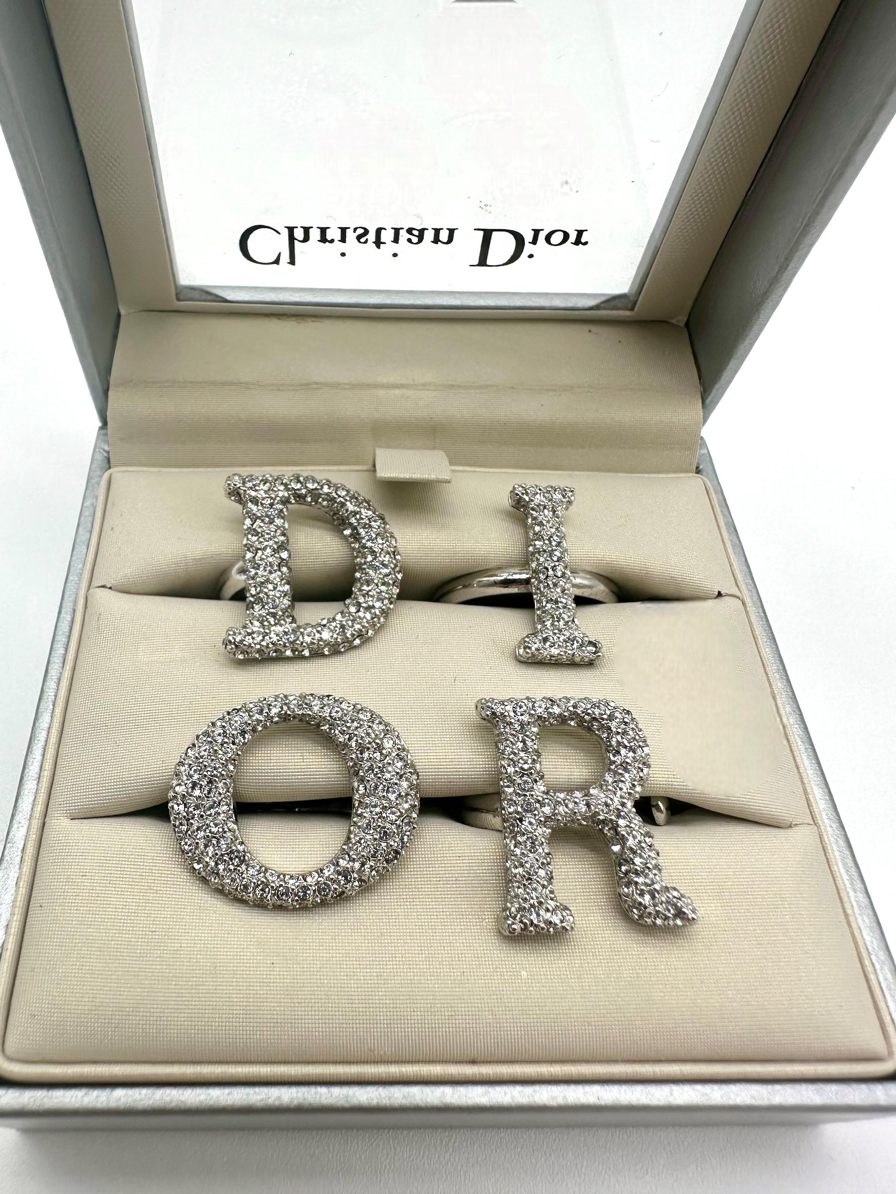 Vintage Dior 2000 Fall Runway Letter Rings Bon état à Livingston, NJ