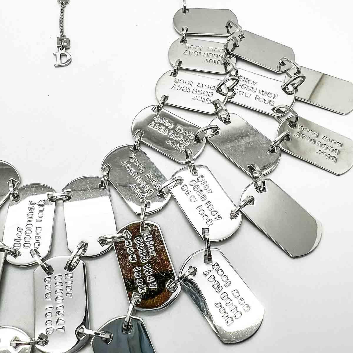 Vintage Dior by Galliano New Look Dog Tag Bib 1990s In Good Condition For Sale In Wilmslow, GB