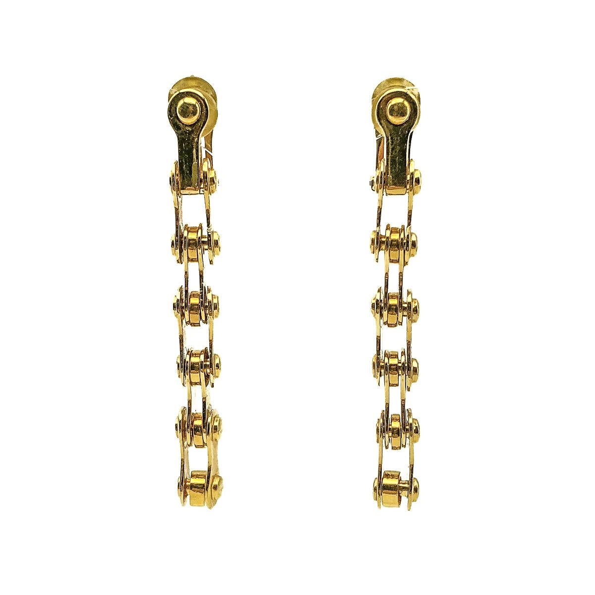 Vintage Dior by Galliano Statement Bike Chain Earrings 2000 In Good Condition For Sale In Wilmslow, GB