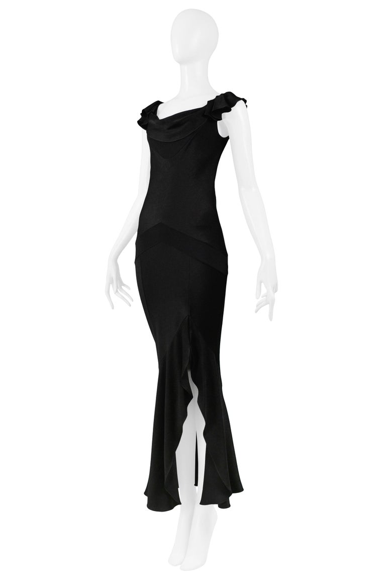 Vintage Dior by John Galliano Black Flutter Sleeve Gown at 1stDibs ...