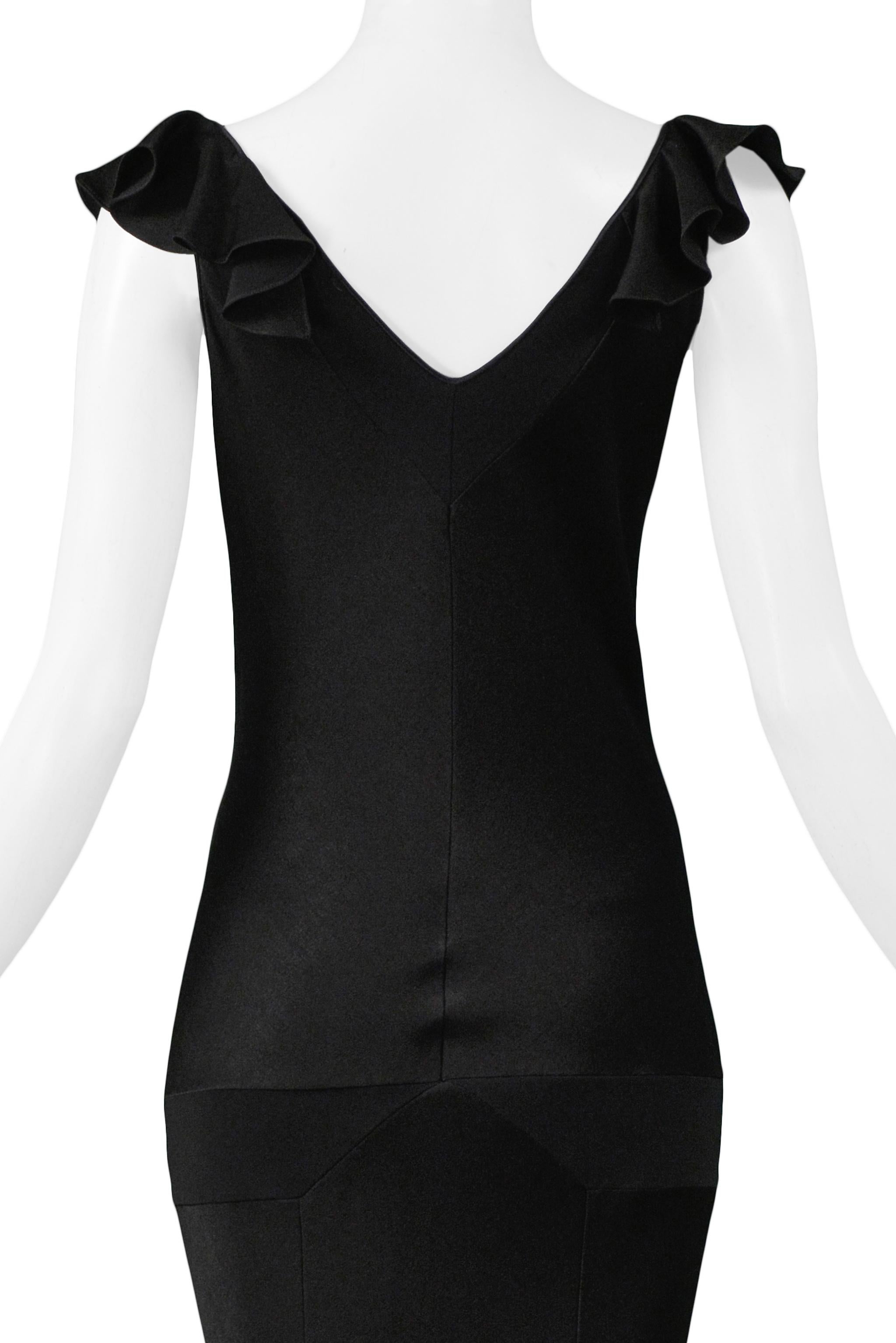 Women's Vintage Dior by John Galliano Black Flutter Sleeve Gown