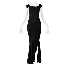 Vintage Dior by John Galliano Black Flutter Sleeve Gown