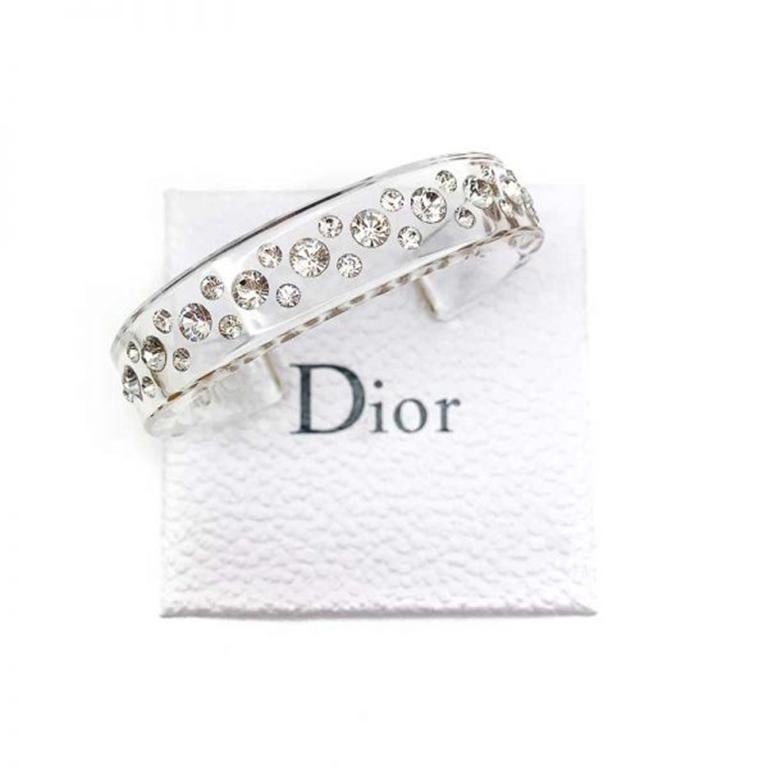 Women's Vintage Dior Crystal Arc Cuff In Resin 1990s
