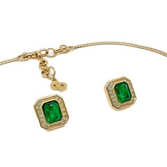 Vintage Christian Dior Emerald Necklace and Earring Set 1980s