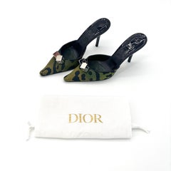 Vintage Dior F/W 2004 John Galliano Gambler Dice Camo Print Pointed Toe Mule 36