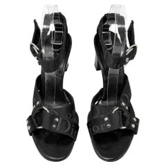 Vintage Dior Galliano 2003 Logo Strap Heeled Sandals Black EU 38.5