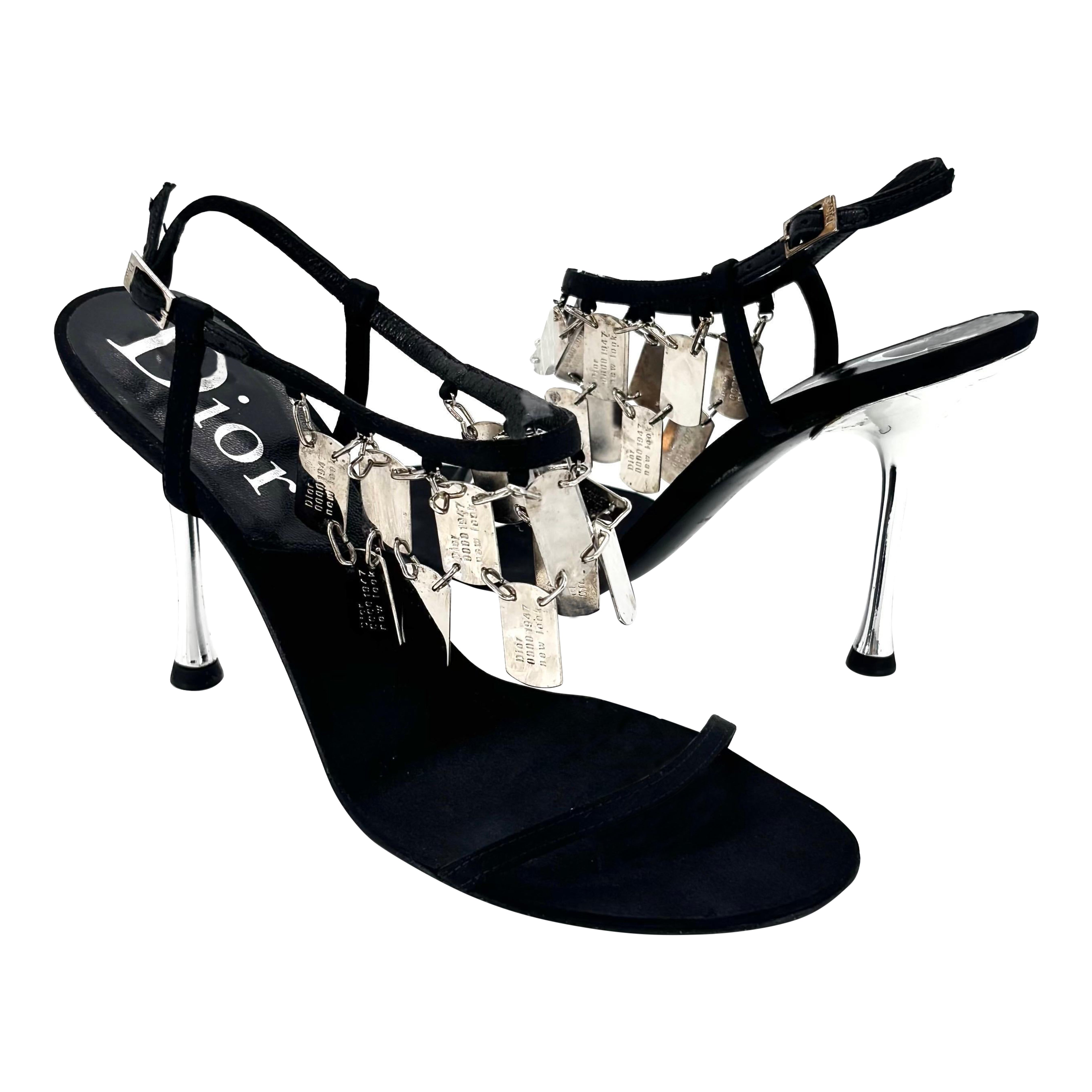 Sandalias de tacón con tiras de satén Dior Galliano 2004 vintage