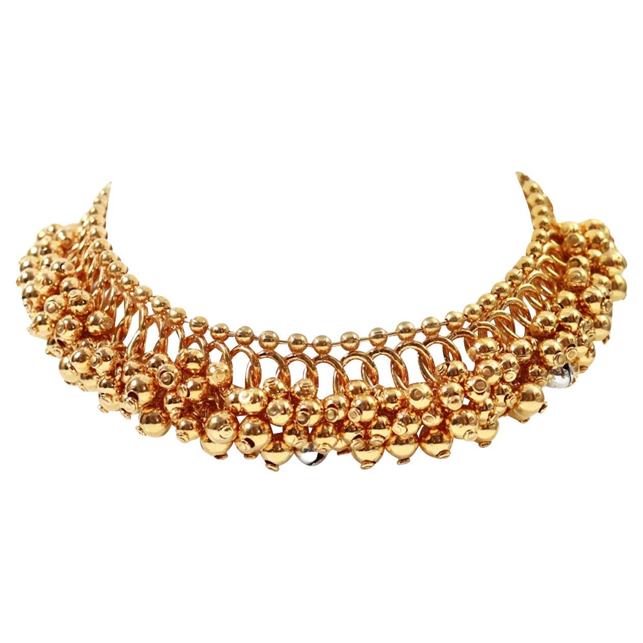 Vintage Dior Gold Choker Necklace with Dangling Balls Circa 2000 For Sale