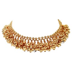 Vintage Dior Gold-Choker-Halskette im Vintage-Stil mit baumelnden Kugeln, um 2000