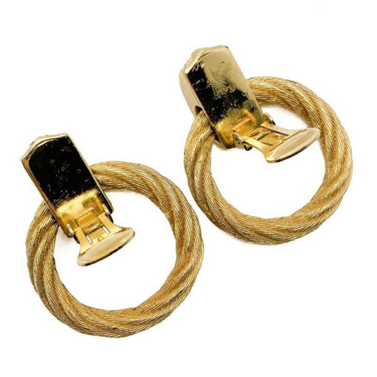 christian dior gold hoop earrings