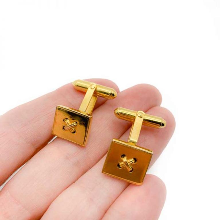 Vintage Dior Gold Cufflinks from the 1970s or 80s. Created in 18ct gold plated metal. Delightfully stylish. The tops measuring approx. 1.5cm and in very good vintage condition. Signed on the reverse. A perfect touch of Dior for either a man or