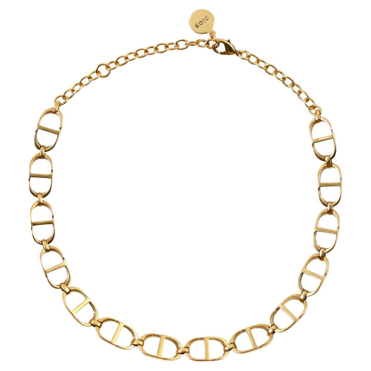 Vintage Dior Gold Tone CD Choker Circa 1990s. CD makes up a link which is then joined together link after link. Classic Piece.