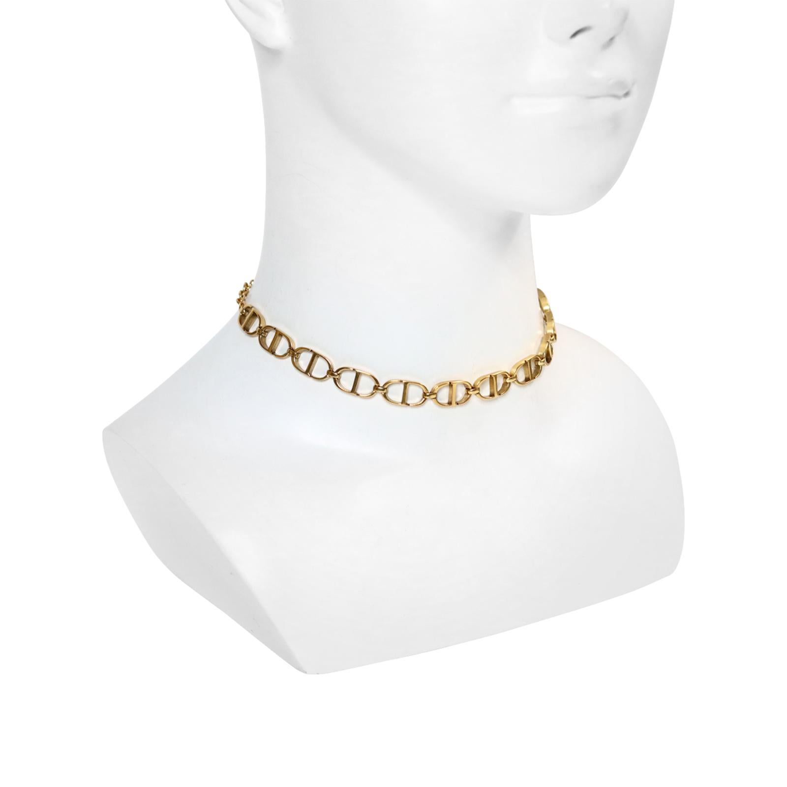 Vintage Dior Gold Tone CD Choker, circa 1990s In Good Condition In New York, NY