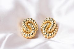 Vintage Dior Gold Tone Rope Clip Earrings