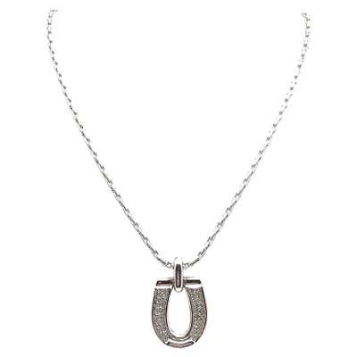 Diamond Horseshoe Pendant Necklace For Sale at 1stDibs