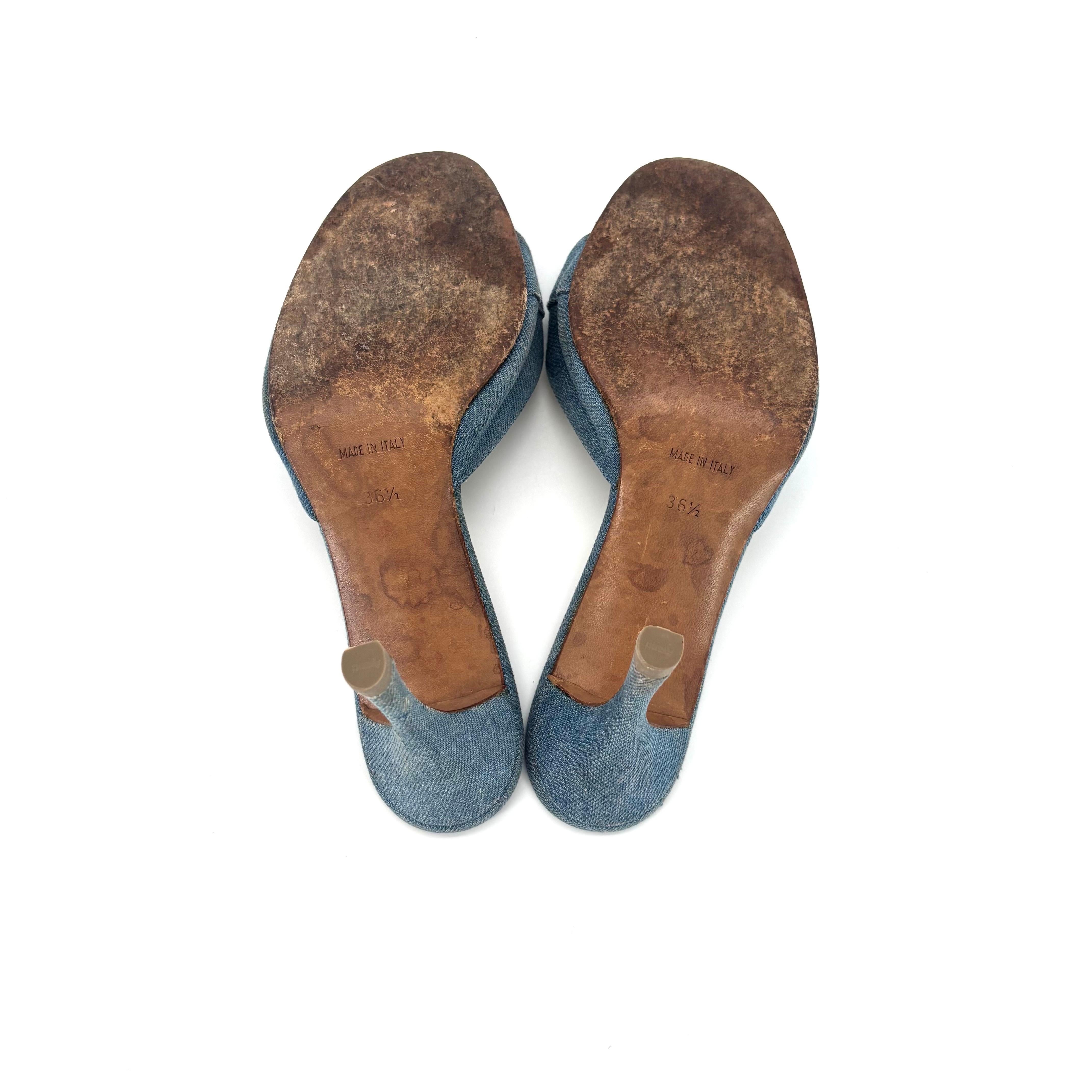 Vintage Dior John Galliano Denim Lock and Key Slip On Mules