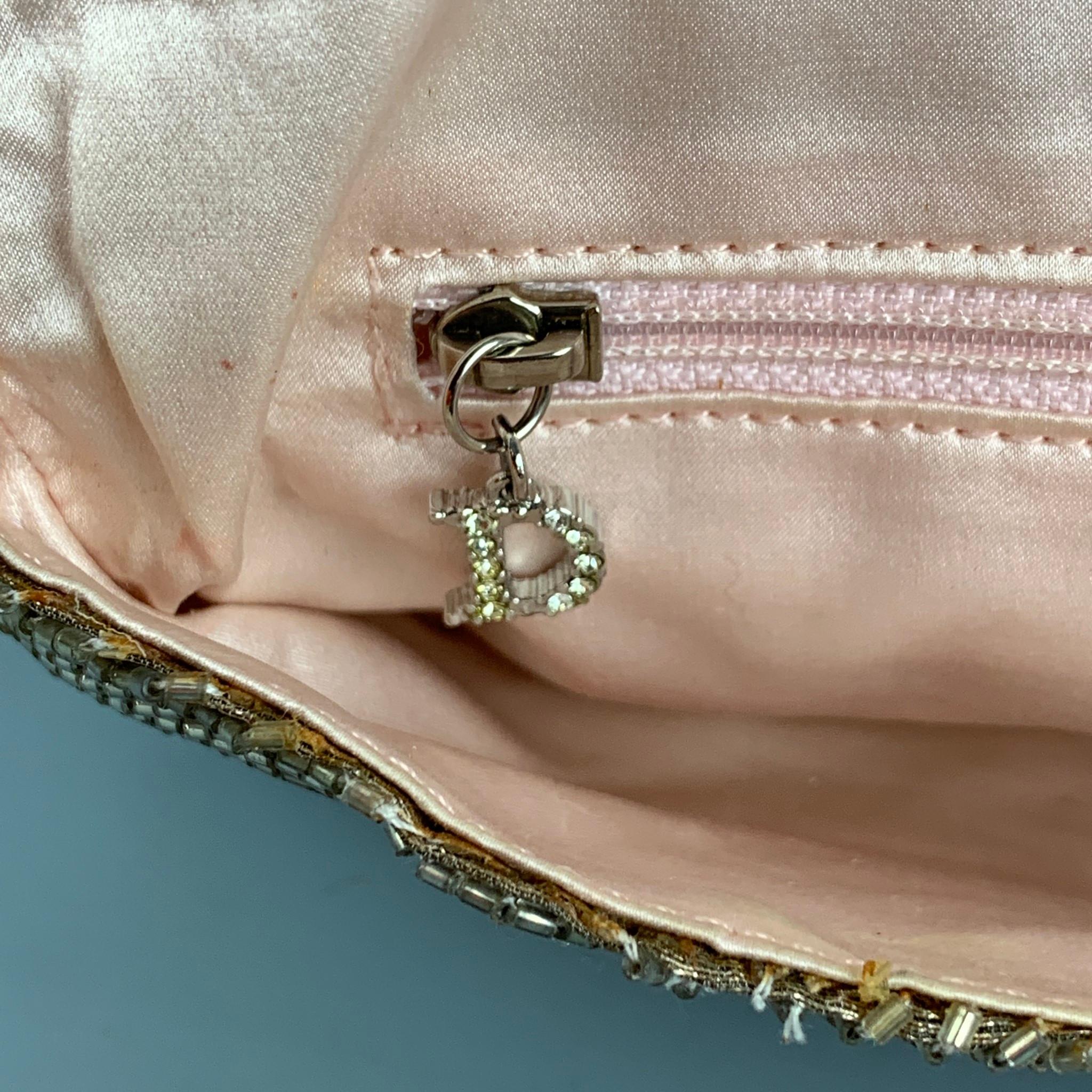 Women's Vintage DIOR Limited Edition Silver Beaded Silk Clutch Handbag