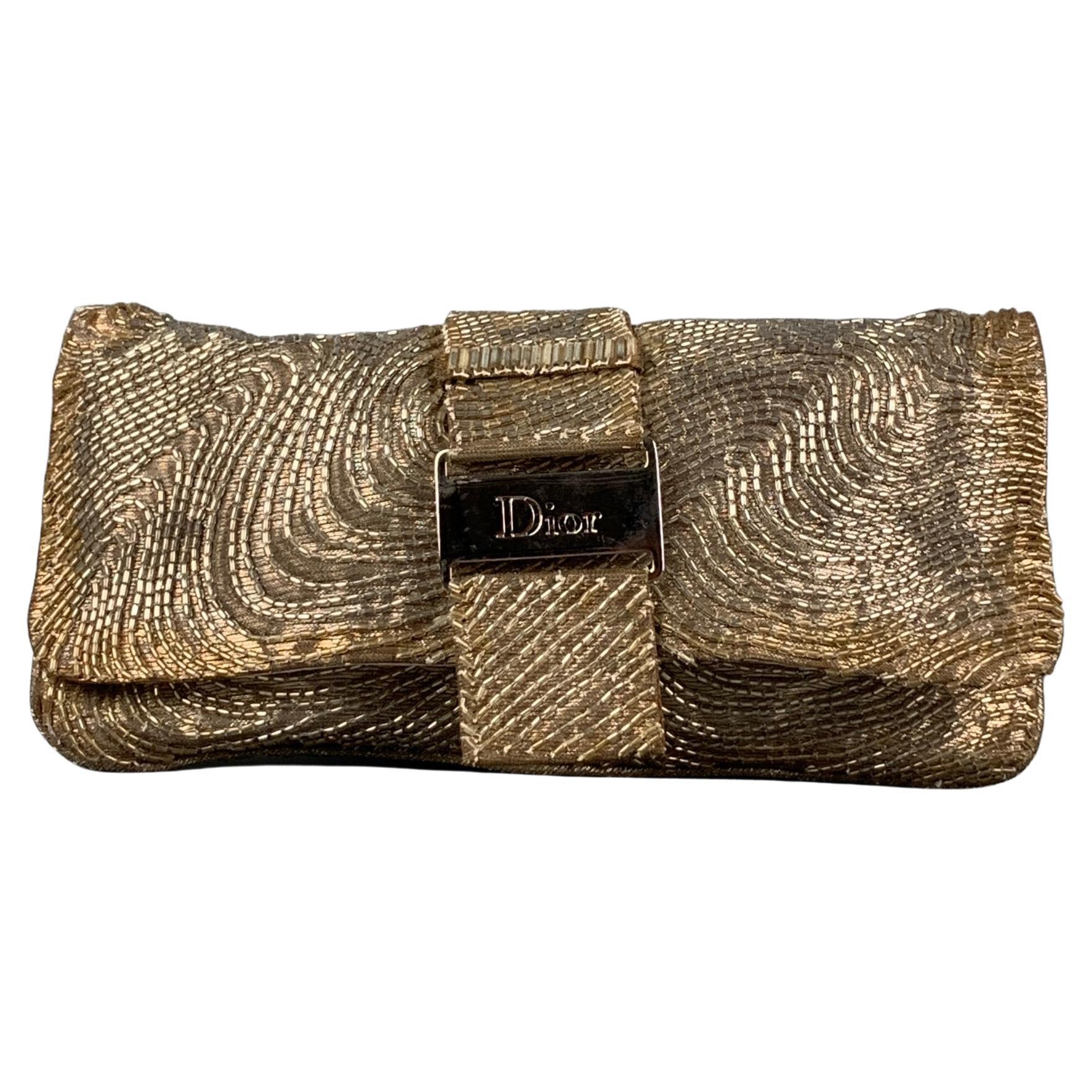 Vintage DIOR Limited Edition Silver Beaded Silk Clutch Handbag