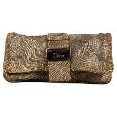 Vintage DIOR Limited Edition Silver Beaded Silk Clutch Handbag