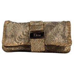 Vintage DIOR Limited Edition Silber Perlenbesetzte Seiden-Clutch Handtasche