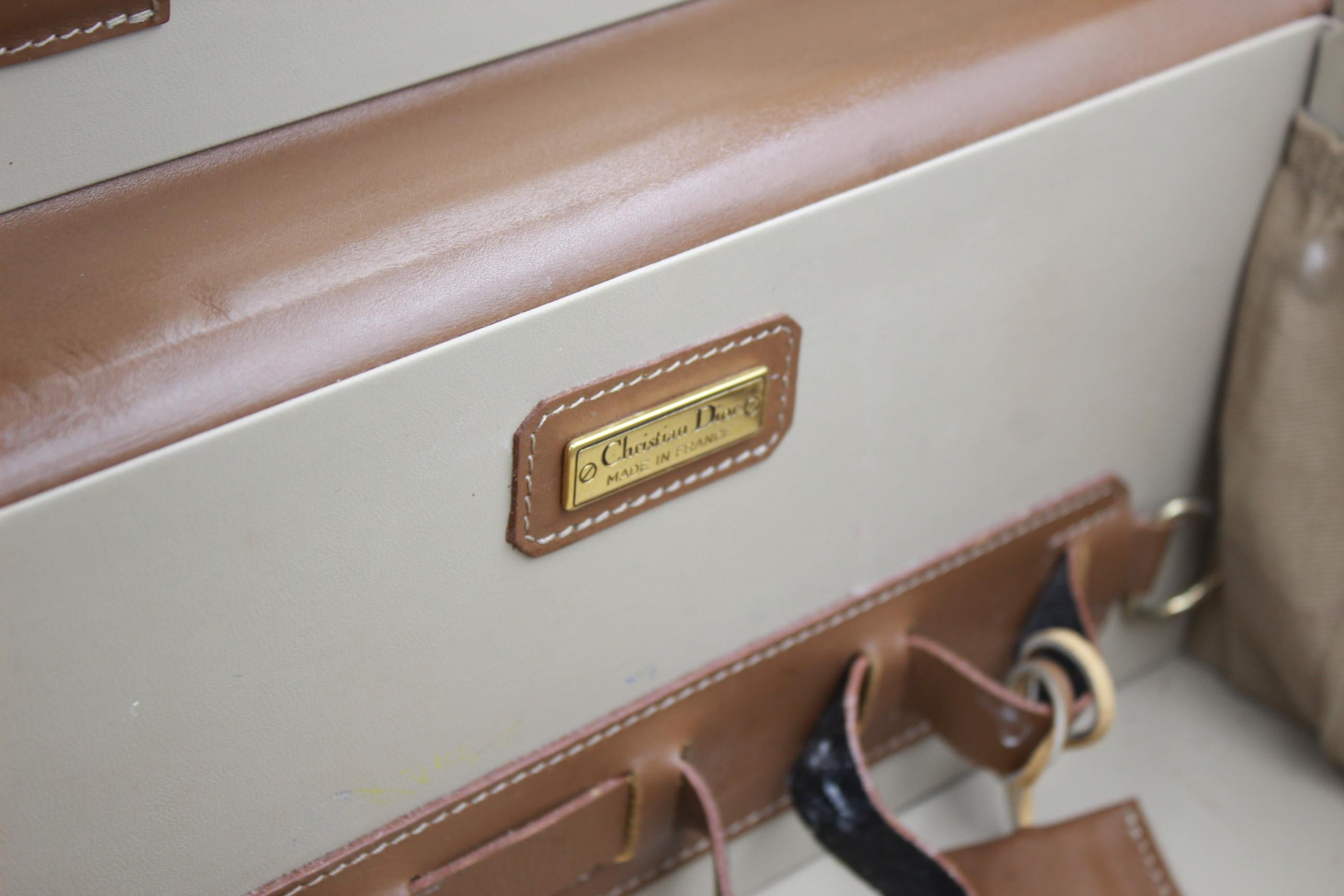 Vintage Dior Monogramme Canvas and Leather Vanity Case Trunk  In Good Condition In Paris, FR