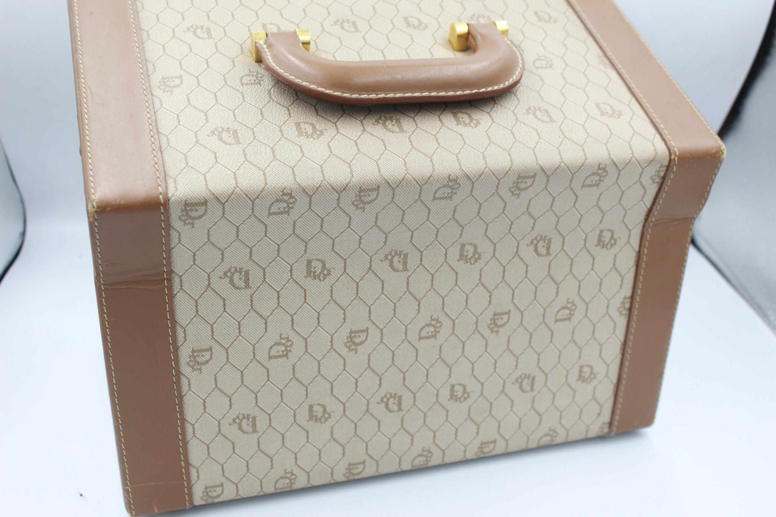 Vintage Dior Monogramme Canvas and Leather Vanity Case Trunk 2