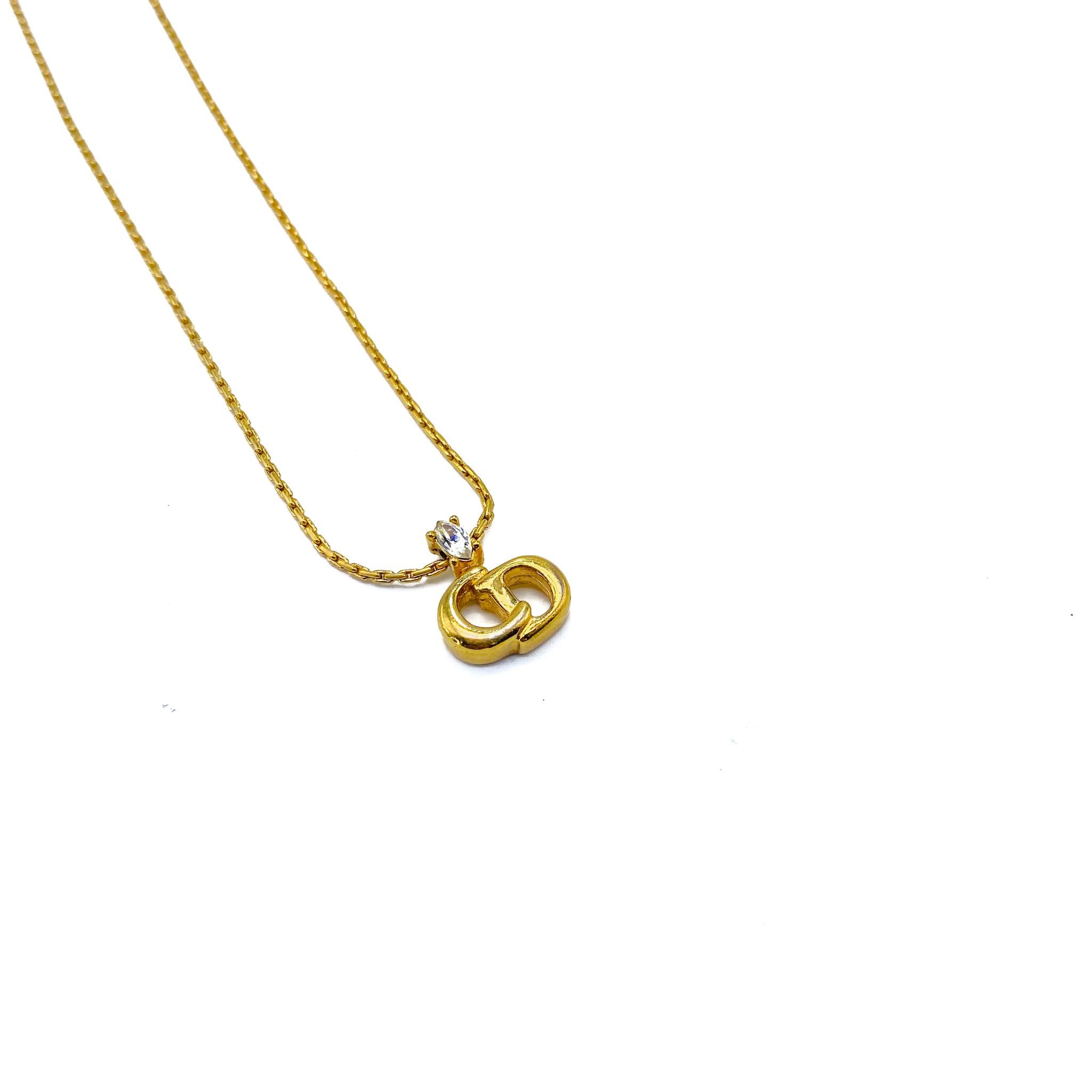 Women's Vintage Dior Gold Plated Pendant Necklace 1980s